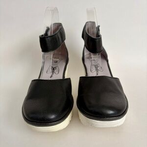 Fly London Black Leather Wedges